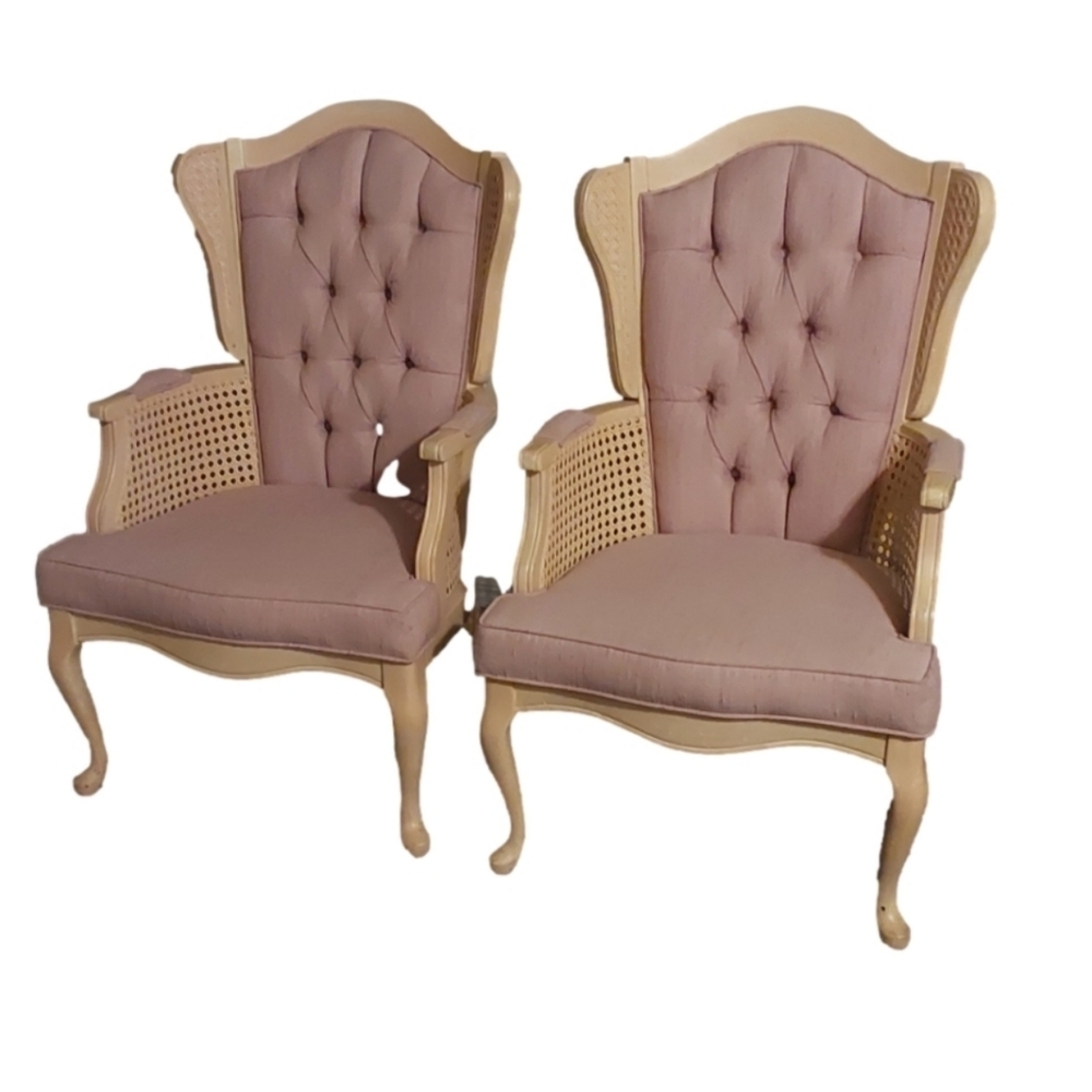 MORGANTOWN/KANE 2 PAIR OF RATTAN PINK ACCENT CHAIR - Picture 8 of 8